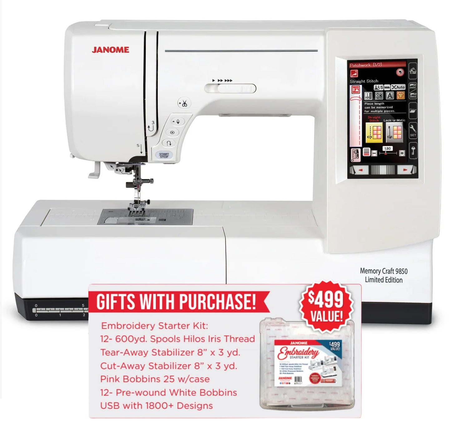 Janome Memory Craft 9850 Limited Edition Sewing & Embroidery Machine w/ FREE Holiday Bonus Bundle