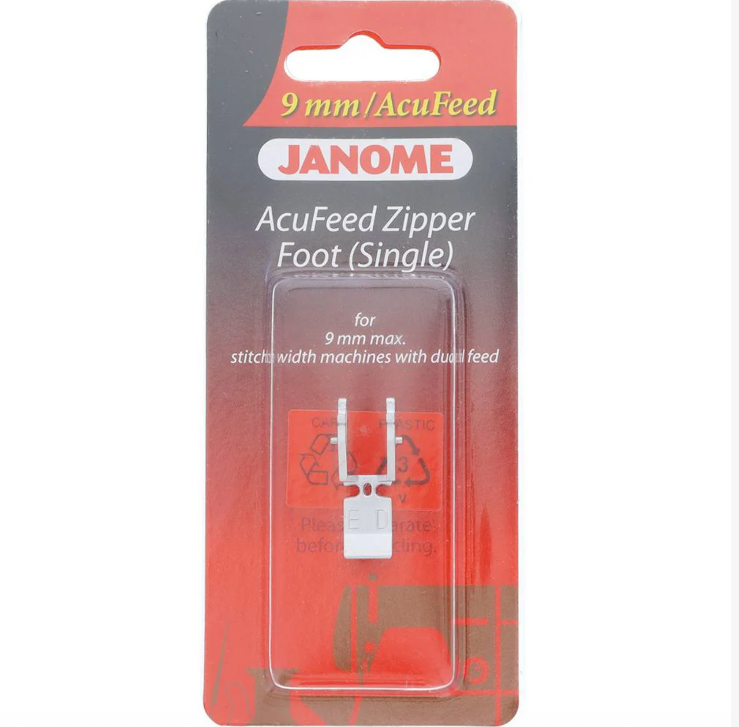 Acufeed Zipper Foot Single, Janome #202128007