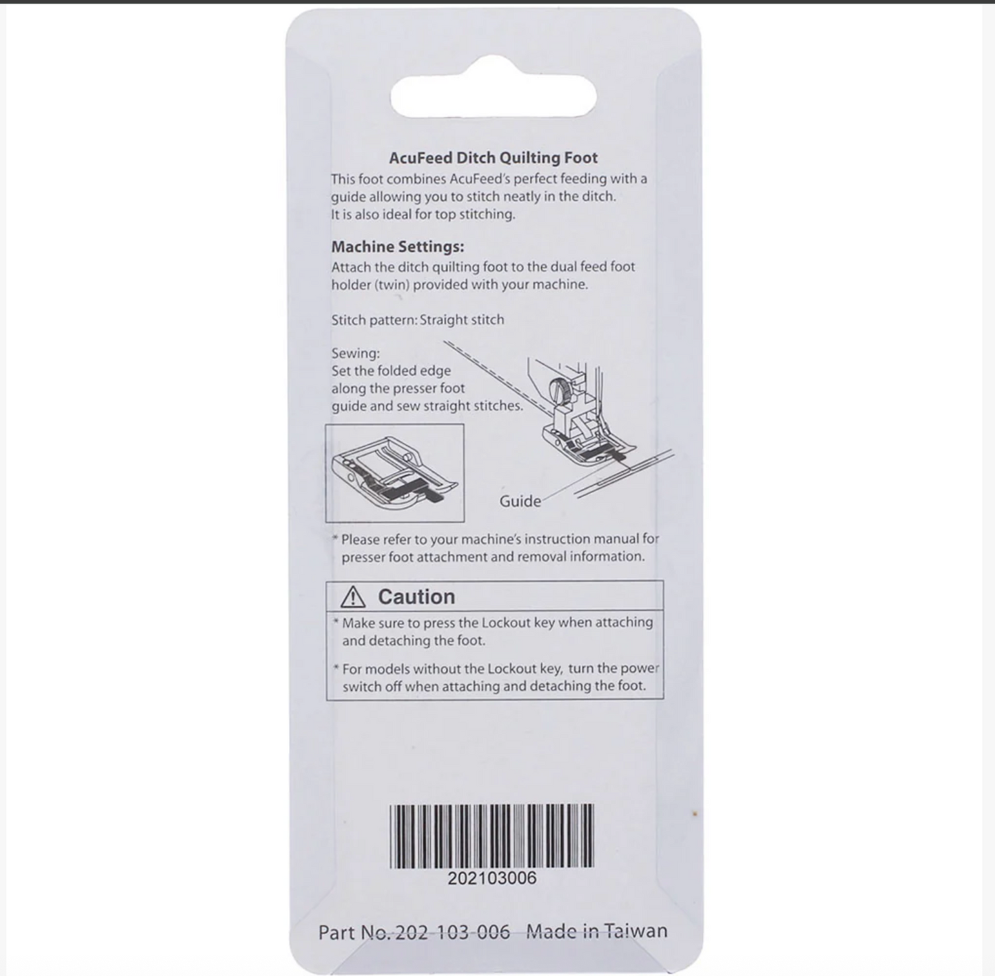 Acufeed Ditch Quilting Foot, Janome #202103006