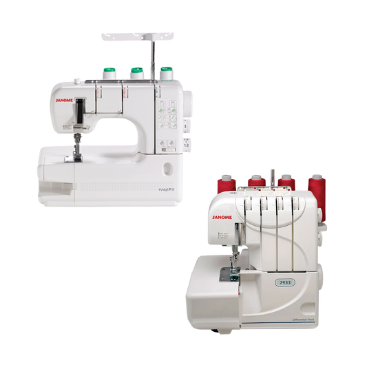 Janome CoverPro 900CPX Coverhem Serger and Janome 7933 Serger Combination